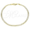 Pulsera Básica 04.213.0086.08 Oro Laminado, Diseño de Cubana, Pulido, Tono Dorado (03 MM Thickness, 8 Inches Length)