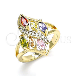 Anillo Multi Piedra 01.210.0112.08 Oro Laminado, con Multicolor Zirconia Cubica, Pulido, Tono Dorado (Size 8)