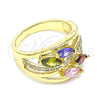 Anillo Multi Piedra 01.210.0113.07 Oro Laminado, Pulido, Tono Dorado (Size 7)