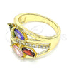 Anillo Multi Piedra 01.210.0113.07 Oro Laminado, Pulido, Tono Dorado (Size 7)