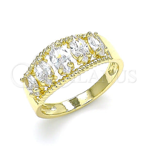 Anillo Multi Piedra 01.210.0116.09 Oro Laminado, con Blanca Zirconia Cubica, Pulido, Tono Dorado (Size 9)