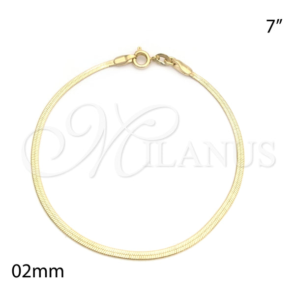 Pulsera Básica 04.58.0018.07 Oro Laminado, Diseño de Herringbone, Pulido, Tono Dorado (02 MM Thickness, 7 Inches Length)