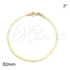 Pulsera Básica 04.58.0018.07 Oro Laminado, Diseño de Herringbone, Pulido, Tono Dorado (02 MM Thickness, 7 Inches Length)