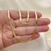 Gargantilla Basica 04.58.0019.20 Oro Laminado, Diseño de Herringbone, Pulido, Tono Dorado (03 MM Thickness, 20 Inches Length)