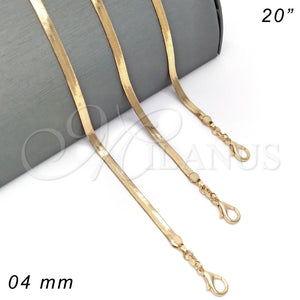 Gargantilla Basica 04.58.0020.20 Oro Laminado, Diseño de Herringbone, Pulido, Tono Dorado (04 MM Thickness, 20 Inches Length)
