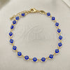 Pulsera Elegante 03.63.2212.2.07 Oro Laminado, Diseño de Ojo Griego, Resinado Azul, Tono Dorado (Grosor 05 MM, 8 Pulgadas de Largo)