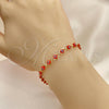 Pulsera Elegante 03.63.2212.3.08 Oro Laminado, Diseño de Ojo Griego, Resinado Rojo, Tono Dorado (Grosor 05 MM, 8 Pulgadas de Largo)