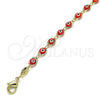 Pulsera Elegante 03.63.2212.3.08 Oro Laminado, Diseño de Ojo Griego, Resinado Rojo, Tono Dorado (Grosor 05 MM, 8 Pulgadas de Largo)