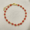 Pulsera Elegante 03.63.2212.3.08 Oro Laminado, Diseño de Ojo Griego, Resinado Rojo, Tono Dorado (Grosor 05 MM, 8 Pulgadas de Largo)