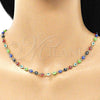 Collar y Pulsera 06.63.0255.1 Oro Laminado, Diseño de Ojo Griego, Resinado Multicolor, Tono Dorado