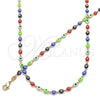 Collar y Pulsera 06.63.0255.1 Oro Laminado, Diseño de Ojo Griego, Resinado Multicolor, Tono Dorado