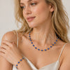 Collar y Pulsera 06.63.0255.2 Oro Laminado, Diseño de Ojo Griego, Resinado Azul, Tono Dorado