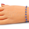 Collar y Pulsera 06.63.0255.2 Oro Laminado, Diseño de Ojo Griego, Resinado Azul, Tono Dorado