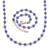 Collar y Pulsera 06.63.0255.2 Oro Laminado, Diseño de Ojo Griego, Resinado Azul, Tono Dorado