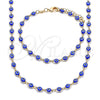 Collar y Pulsera 06.63.0255.2 Oro Laminado, Diseño de Ojo Griego, Resinado Azul, Tono Dorado