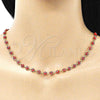 Collar y Pulsera 06.63.0255.3 Oro Laminado, Diseño de Ojo Griego, Resinado Rojo, Tono Dorado