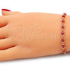 Collar y Pulsera 06.63.0255.3 Oro Laminado, Diseño de Ojo Griego, Resinado Rojo, Tono Dorado