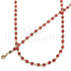 Collar y Pulsera 06.63.0255.3 Oro Laminado, Diseño de Ojo Griego, Resinado Rojo, Tono Dorado