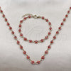Collar y Pulsera 06.63.0255.3 Oro Laminado, Diseño de Ojo Griego, Resinado Rojo, Tono Dorado