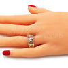 Anillo Multi Piedra 01.284.0039.07 Oro Laminado, Diseño de Elefante, con Rosado Zirconia Cubica, Pulido, Tono Dorado (Size 7)