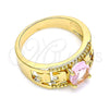 Anillo Multi Piedra 01.284.0039.07 Oro Laminado, Diseño de Elefante, con Rosado Zirconia Cubica, Pulido, Tono Dorado (Size 7)