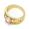 Anillo Multi Piedra 01.284.0039.07 Oro Laminado, Diseño de Elefante, con Rosado Zirconia Cubica, Pulido, Tono Dorado (Size 7)