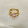 Anillo Multi Piedra 01.284.0039.07 Oro Laminado, Diseño de Elefante, con Rosado Zirconia Cubica, Pulido, Tono Dorado (Size 7)