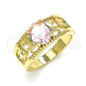 Anillo Multi Piedra 01.284.0039.08 Oro Laminado, Diseño de Elefante, con Rosado Zirconia Cubica, Pulido, Tono Dorado (Size 8)