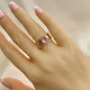 Anillo Multi Piedra 01.284.0039.09 Oro Laminado, Diseño de Elefante, con Rosado Zirconia Cubica, Pulido, Tono Dorado (Size 9)