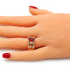Anillo Multi Piedra 01.284.0039.1.06 Oro Laminado, Diseño de Elefante, con Granate Zirconia Cubica, Pulido, Tono Dorado (Size 6)