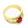 Anillo Multi Piedra 01.284.0039.1.06 Oro Laminado, Diseño de Elefante, con Granate Zirconia Cubica, Pulido, Tono Dorado (Size 6)