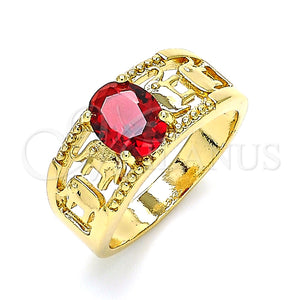 Anillo Multi Piedra 01.284.0039.1.07 Oro Laminado, Diseño de Elefante, con Granate Zirconia Cubica, Pulido, Tono Dorado (Size 7)