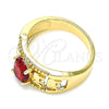 Anillo Multi Piedra 01.284.0039.1.08 Oro Laminado, Diseño de Elefante, con Granate Zirconia Cubica, Pulido, Tono Dorado (Size 8)