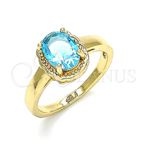 Anillo Multi Piedra 01.284.0040.08 Oro Laminado, con Topacio Azul Zirconia Cubica, Pulido, Tono Dorado (Size 8)