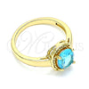 Anillo Multi Piedra 01.284.0040.09 Oro Laminado, con Topacio Azul Zirconia Cubica, Pulido, Tono Dorado (Size 9)