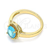 Anillo Multi Piedra 01.284.0040.09 Oro Laminado, con Topacio Azul Zirconia Cubica, Pulido, Tono Dorado (Size 9)
