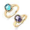 Anillo Multi Piedra 01.284.0040.1.06 Oro Laminado, con Amatista Zirconia Cubica, Pulido, Tono Dorado (Size 6)