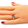 Anillo Multi Piedra 01.284.0040.1.08 Oro Laminado, con Amatista Zirconia Cubica, Pulido, Tono Dorado (Size 8)