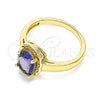 Anillo Multi Piedra 01.284.0040.1.09 Oro Laminado, con Amatista Zirconia Cubica, Pulido, Tono Dorado (Size 9)