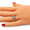 Anillo Multi Piedra 01.284.0041.06 Oro Laminado, Diseño de Mariposa y Gota, con Topacio Azul Zirconia Cubica, Pulido, Tono Dorado (Size 6)