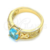 Anillo Multi Piedra 01.284.0041.06 Oro Laminado, Diseño de Mariposa y Gota, con Topacio Azul Zirconia Cubica, Pulido, Tono Dorado (Size 6)