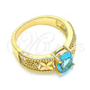 Anillo Multi Piedra 01.284.0041.08 Oro Laminado, Diseño de Mariposa y Gota, con Topacio Azul Zirconia Cubica, Pulido, Tono Dorado (Size 8)