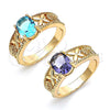 Anillo Multi Piedra 01.284.0041.09 Oro Laminado, Diseño de Mariposa y Gota, con Topacio Azul Zirconia Cubica, Pulido, Tono Dorado (Size 9)