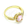 Anillo Multi Piedra 01.284.0042.06 Oro Laminado, con Rosado Zirconia Cubica, Pulido, Tono Dorado (Size 6)