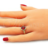 Anillo Multi Piedra 01.284.0042.1.06 Oro Laminado, con Granate Zirconia Cubica, Pulido, Tono Dorado (Size 6)