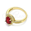 Anillo Multi Piedra 01.284.0042.1.06 Oro Laminado, con Granate Zirconia Cubica, Pulido, Tono Dorado (Size 6)