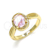 Anillo Multi Piedra 01.284.0042.08 Oro Laminado, con Rosado Zirconia Cubica, Pulido, Tono Dorado (Size 8)