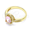 Anillo Multi Piedra 01.284.0042.09 Oro Laminado, con Rosado Zirconia Cubica, Pulido, Tono Dorado (Size 9)