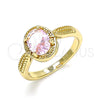 Anillo Multi Piedra 01.284.0042.09 Oro Laminado, con Rosado Zirconia Cubica, Pulido, Tono Dorado (Size 9)