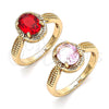 Anillo Multi Piedra 01.284.0042.09 Oro Laminado, con Rosado Zirconia Cubica, Pulido, Tono Dorado (Size 9)